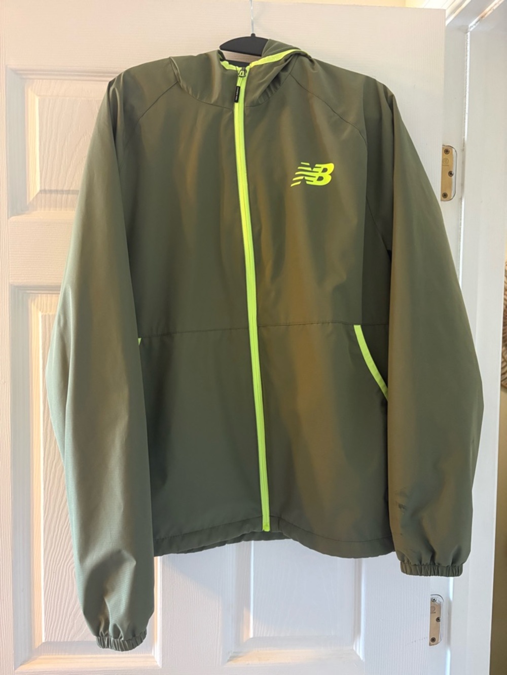New Balance Olive Green Jacket with Neon Yellow Trim